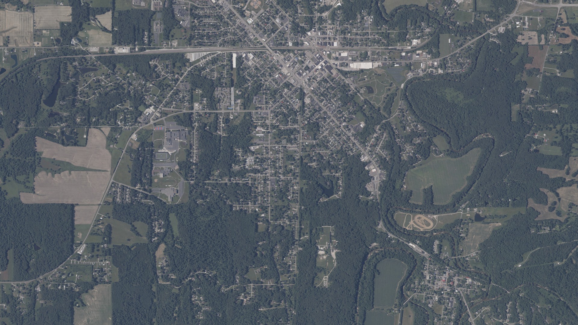 Natural-color aerial photograph of land around Jennings County, Indiana