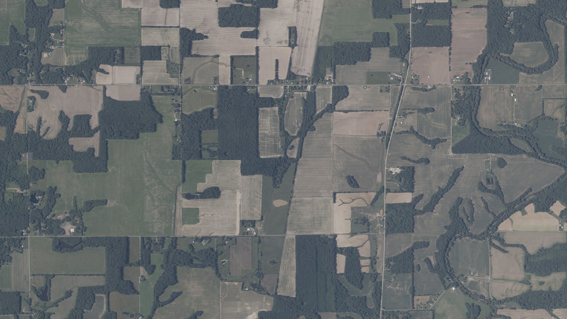 Aerial view of land around Lovett, Indiana