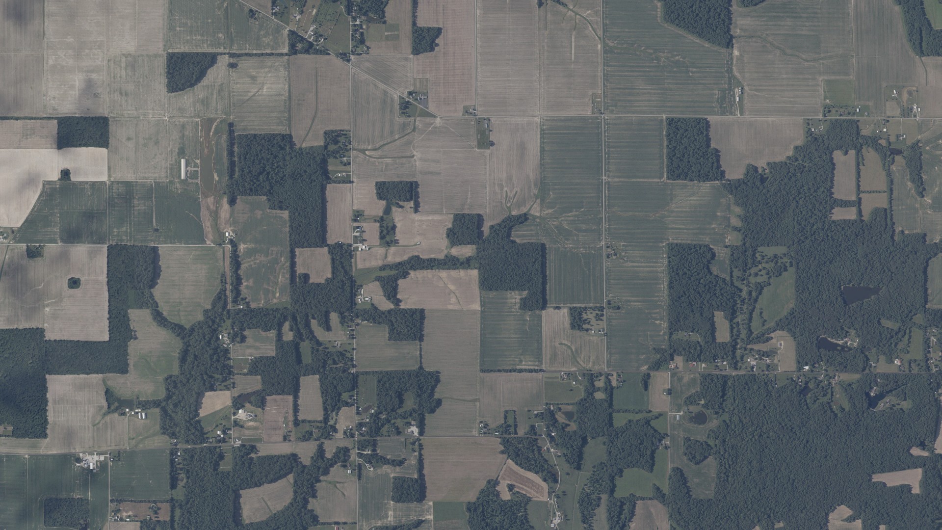 Aerial view of land around Marion, Indiana
