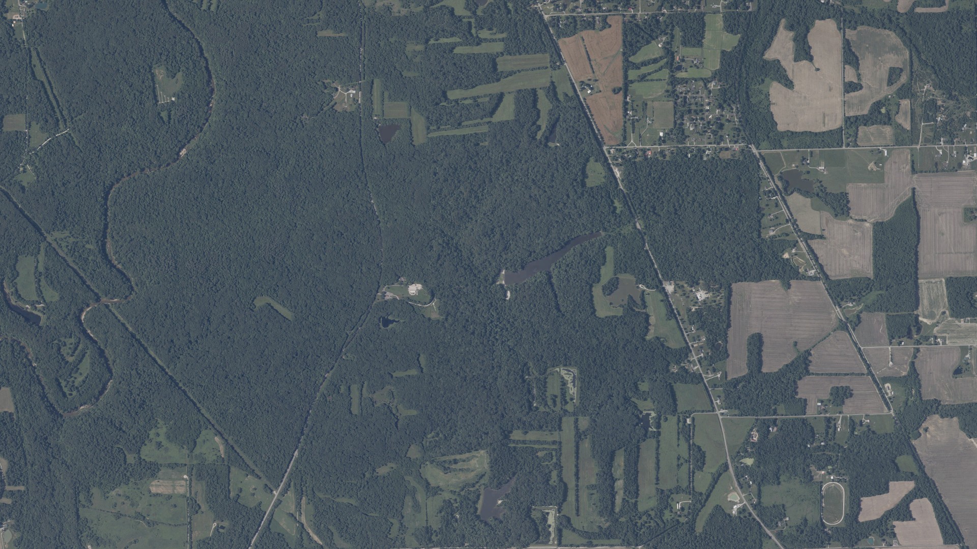 Aerial view of land around Vernon, Indiana