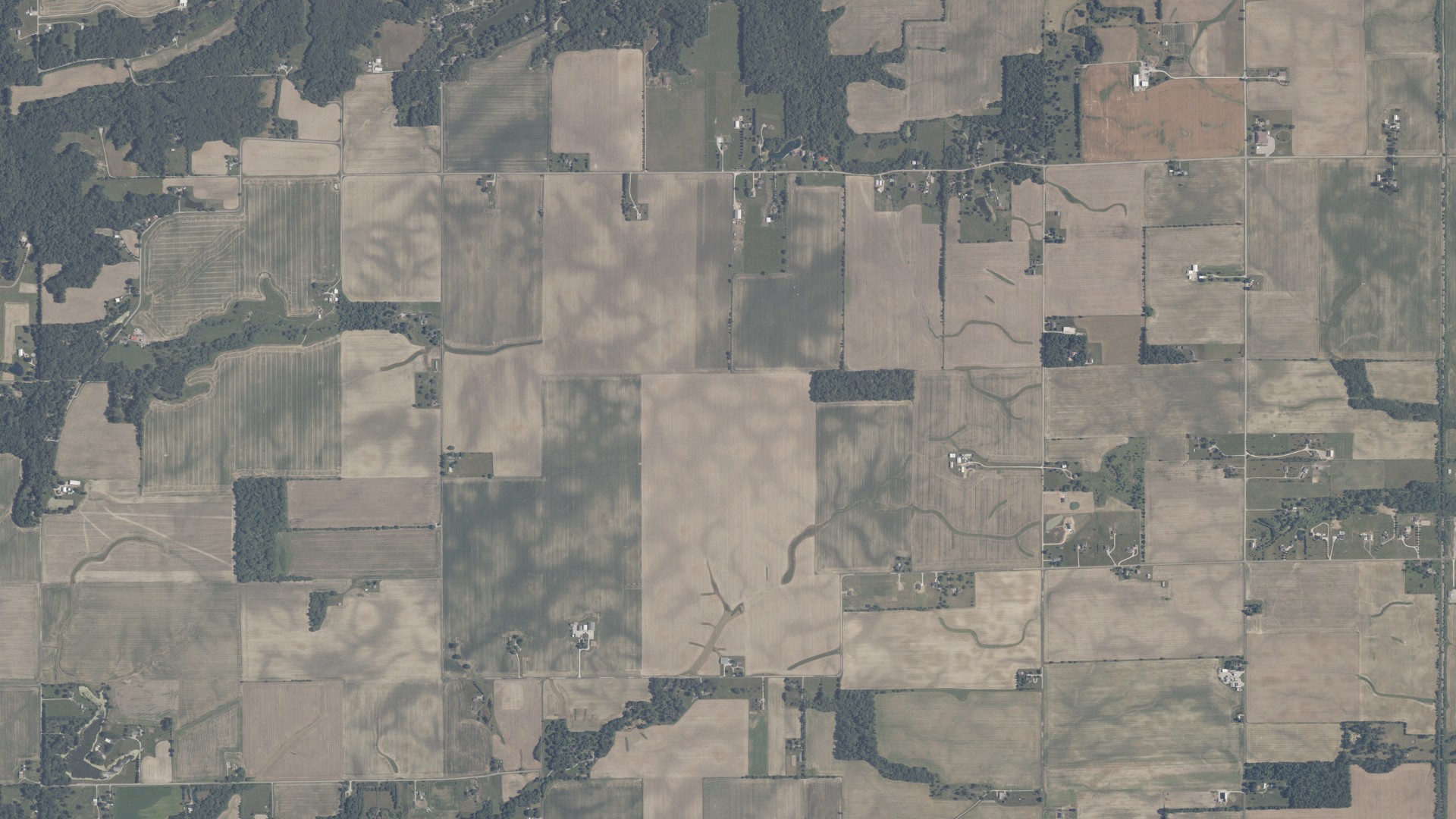 Aerial view of land around Union, Indiana