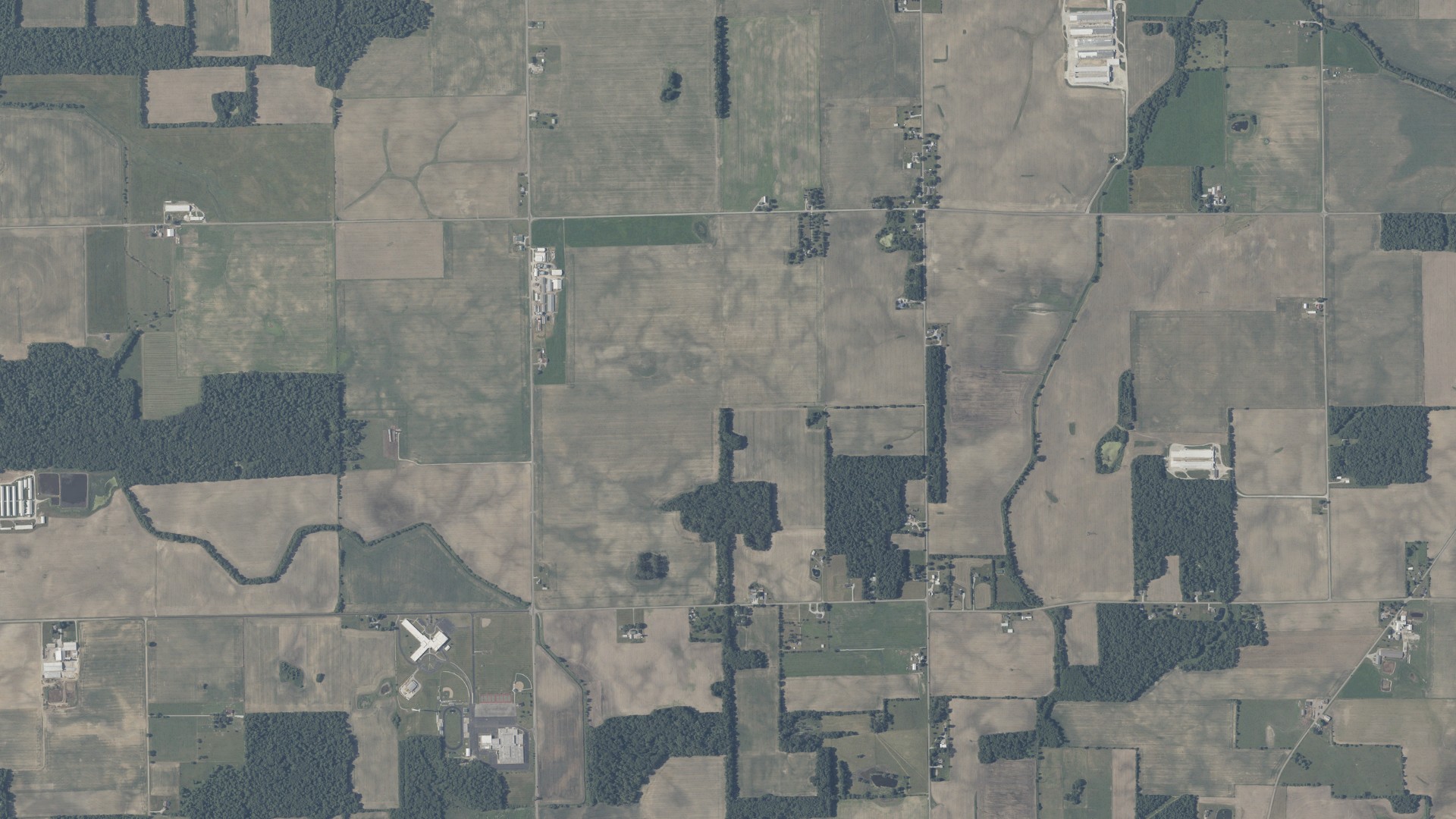 Aerial view of land around Franklin, Indiana