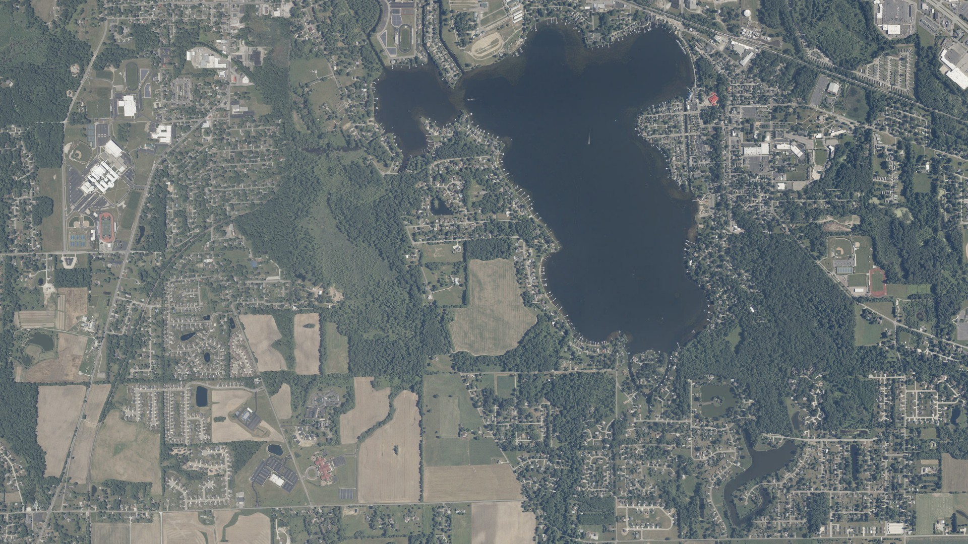 Aerial view of land around Wayne, Indiana