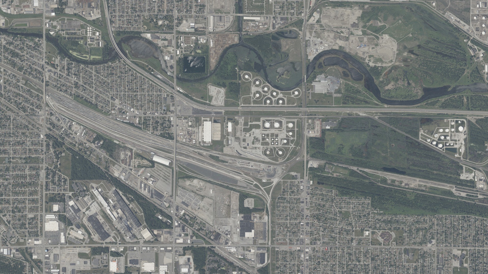 Aerial view of land around North, Indiana