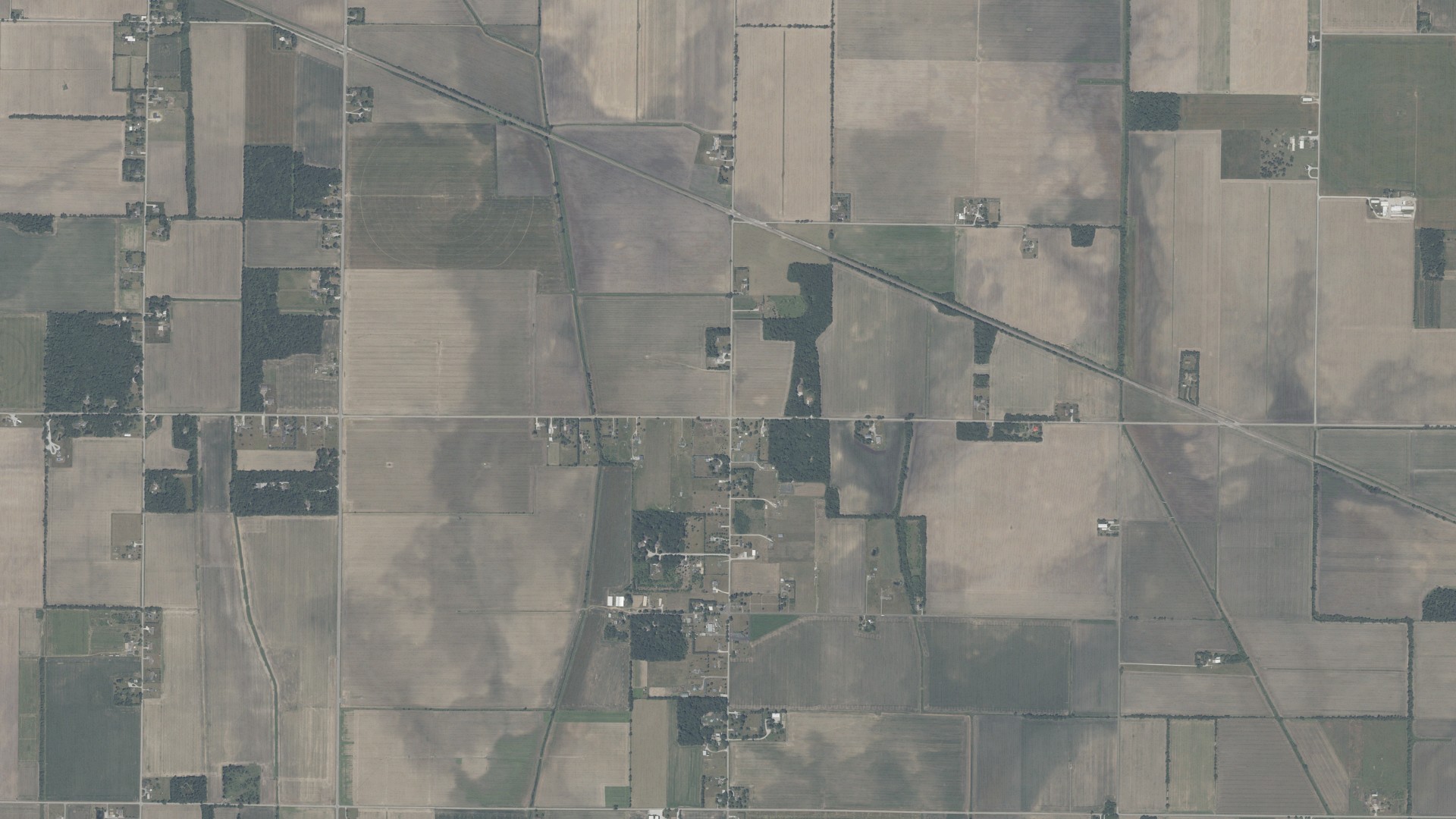 Aerial view of land around Cass, Indiana