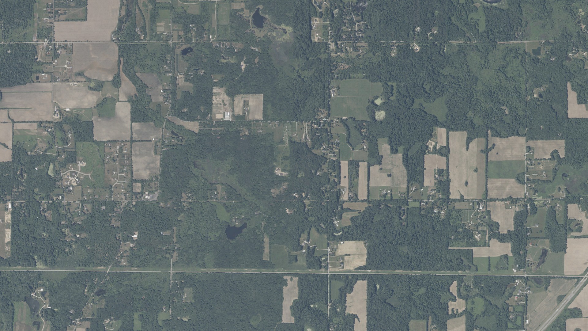 Aerial view of land around Galena, Indiana