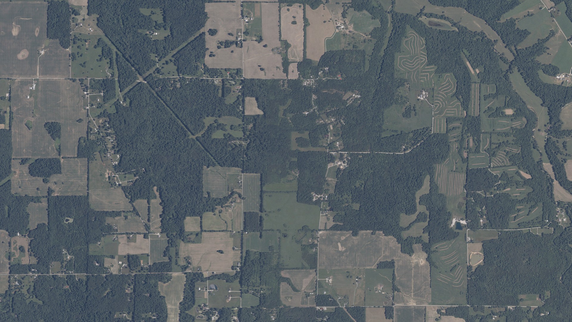 Aerial view of land around Bono, Indiana