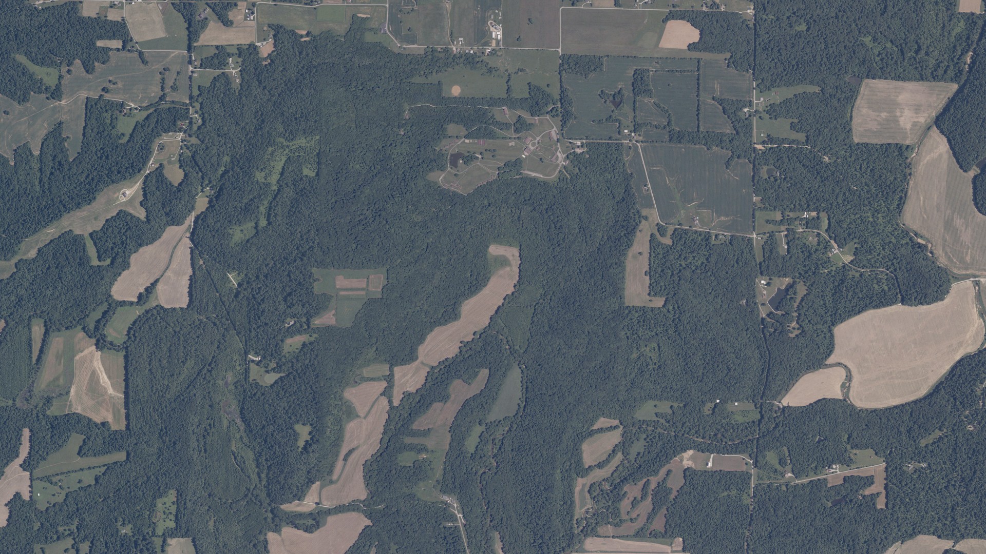 Aerial view of land around Guthrie, Indiana