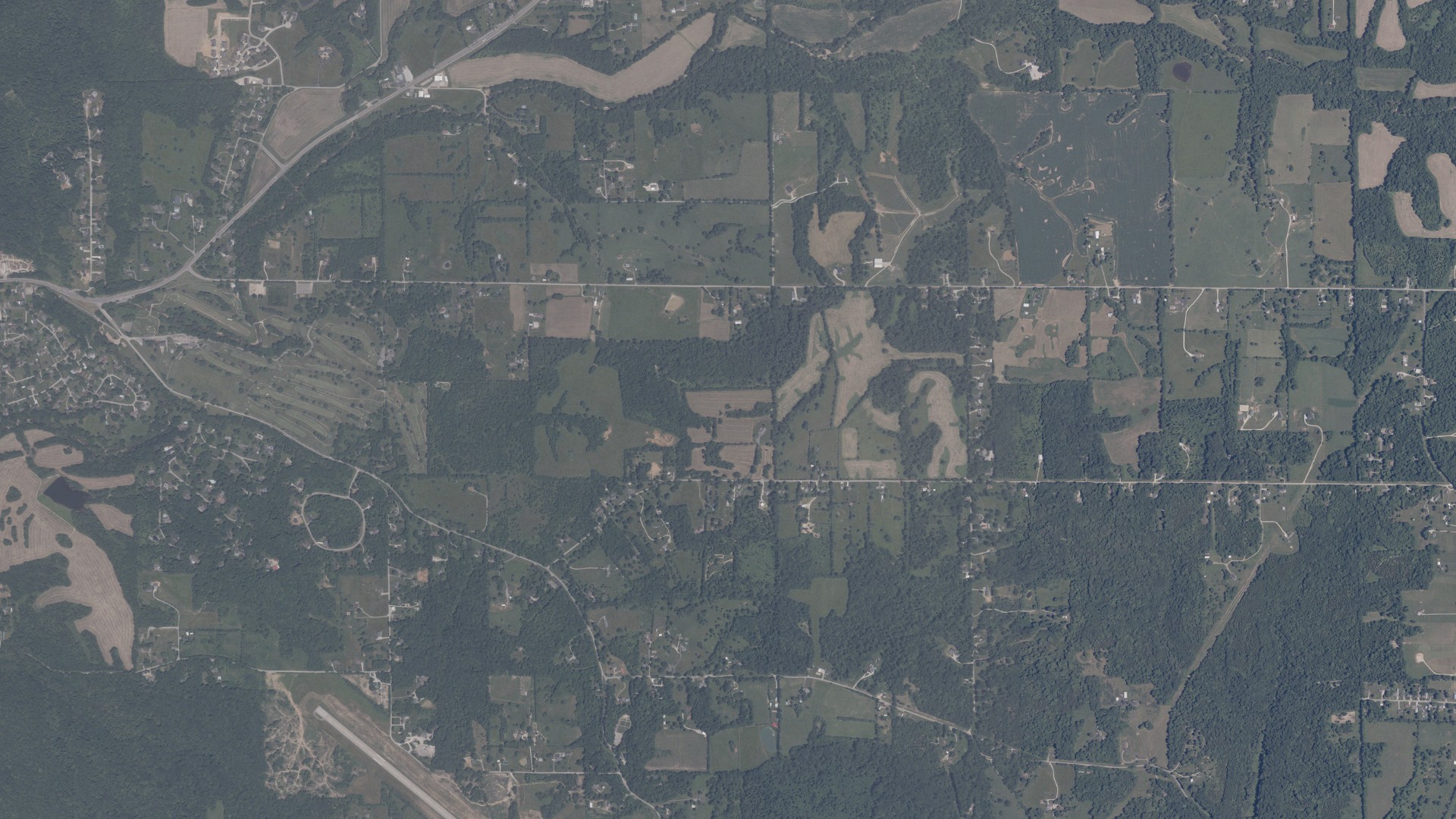 Aerial view of land around Shawswick, Indiana