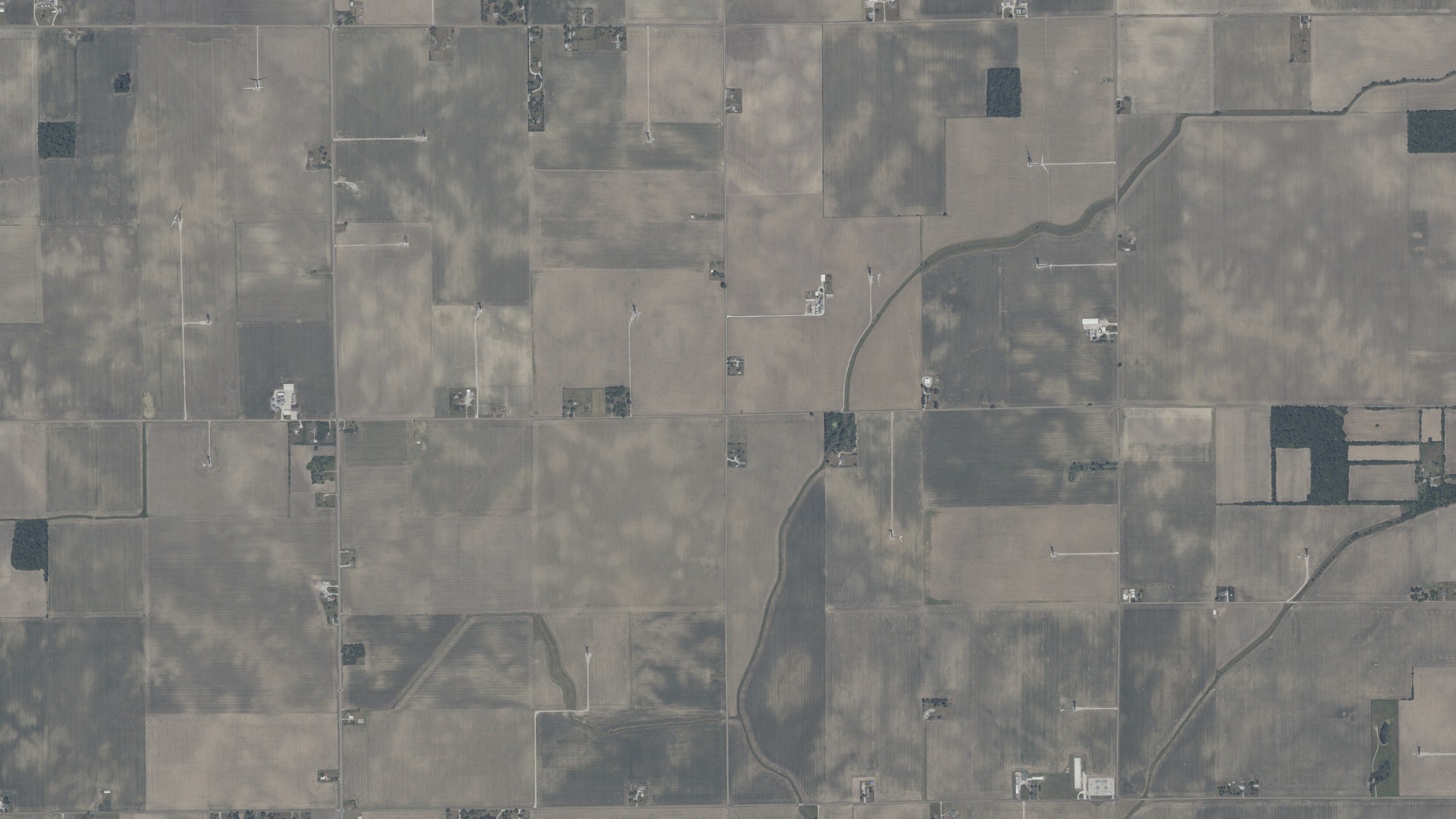 Aerial view of land around Duck Creek, Indiana