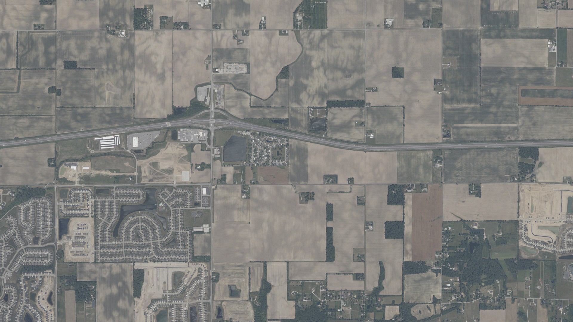 Aerial view of land around Green, Indiana