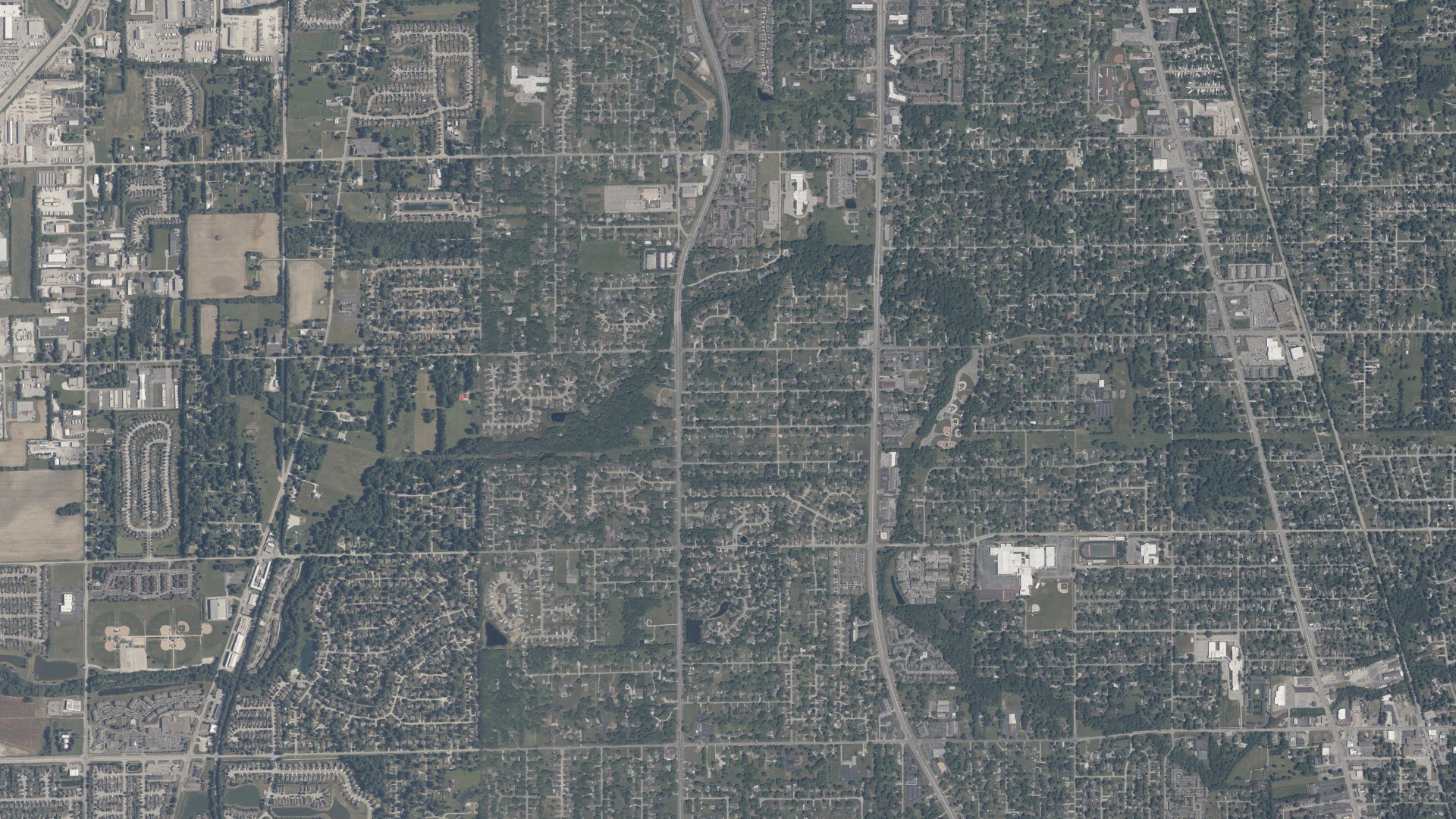 Aerial view of land around Perry, Indiana