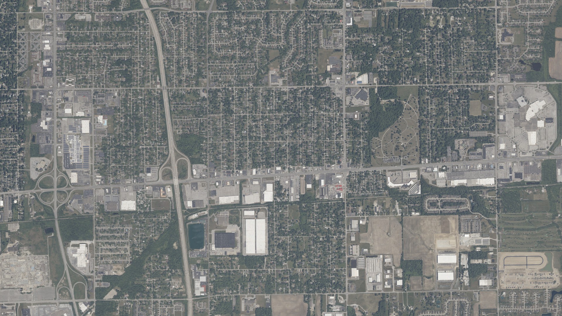 Aerial view of land around Warren, Indiana