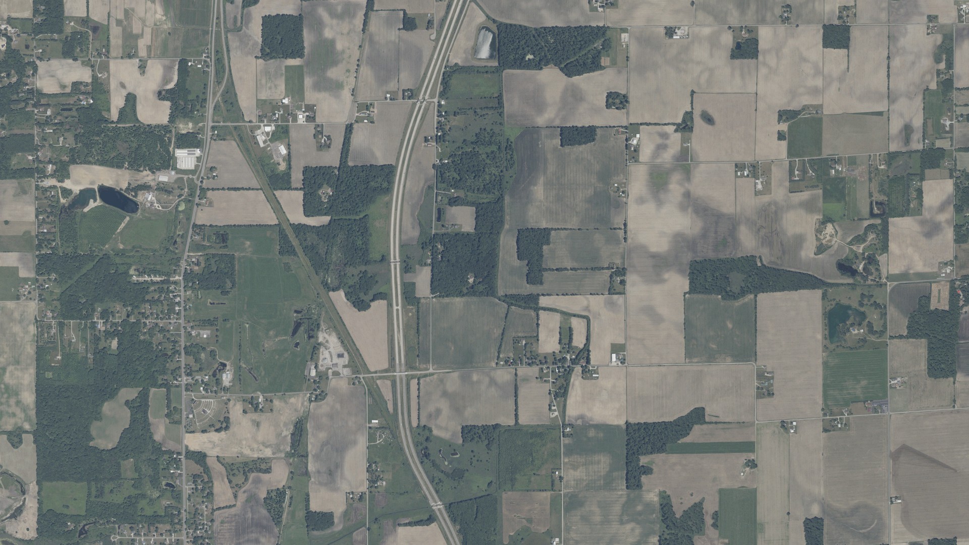 Aerial view of land around North, Indiana