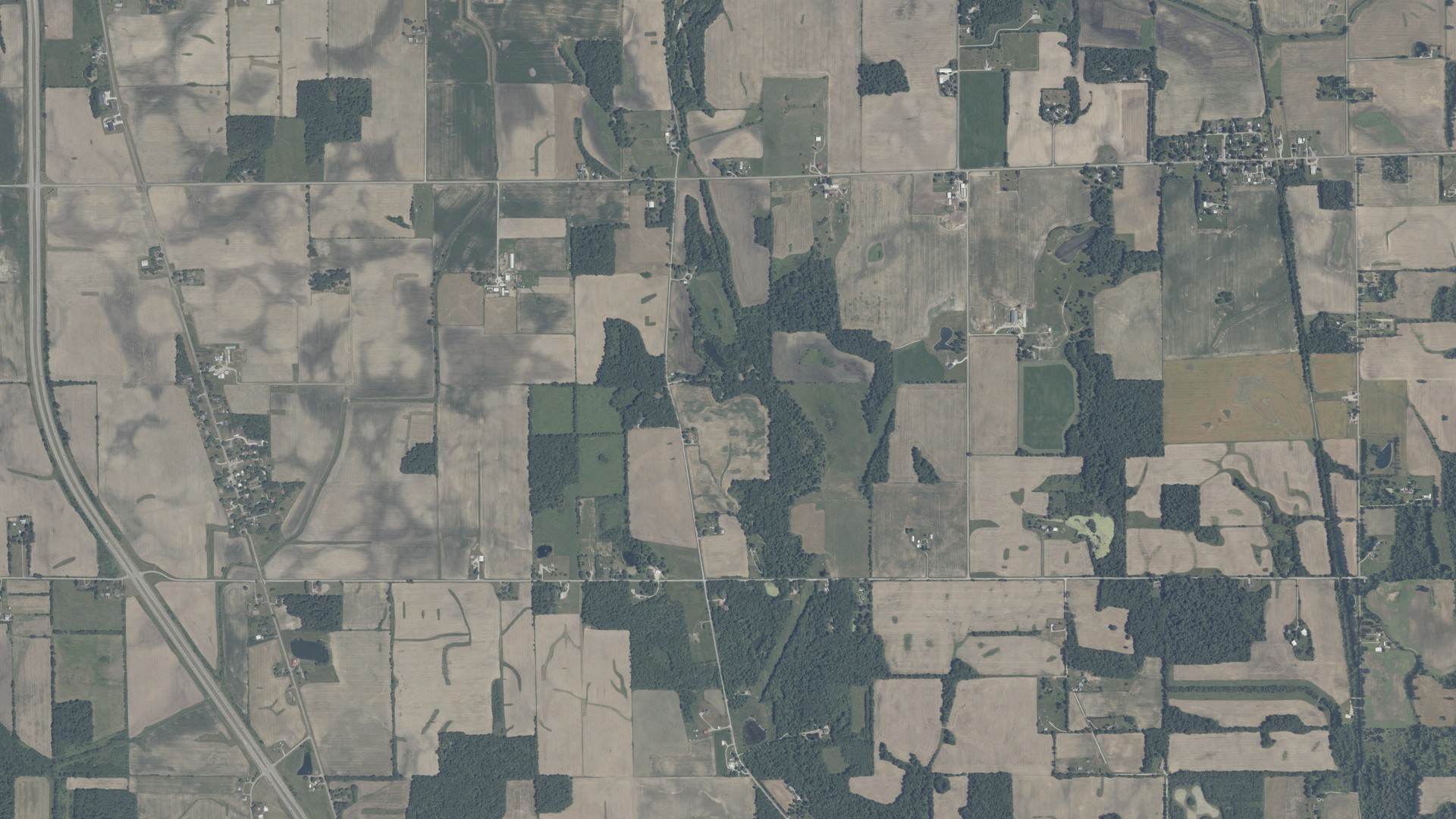Aerial view of land around Union, Indiana