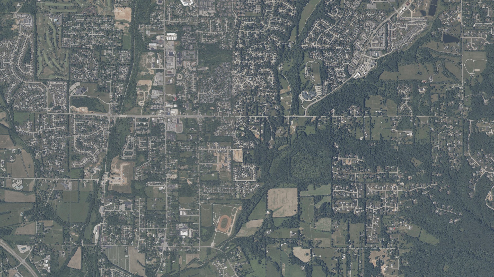 Aerial view of land around Perry, Indiana