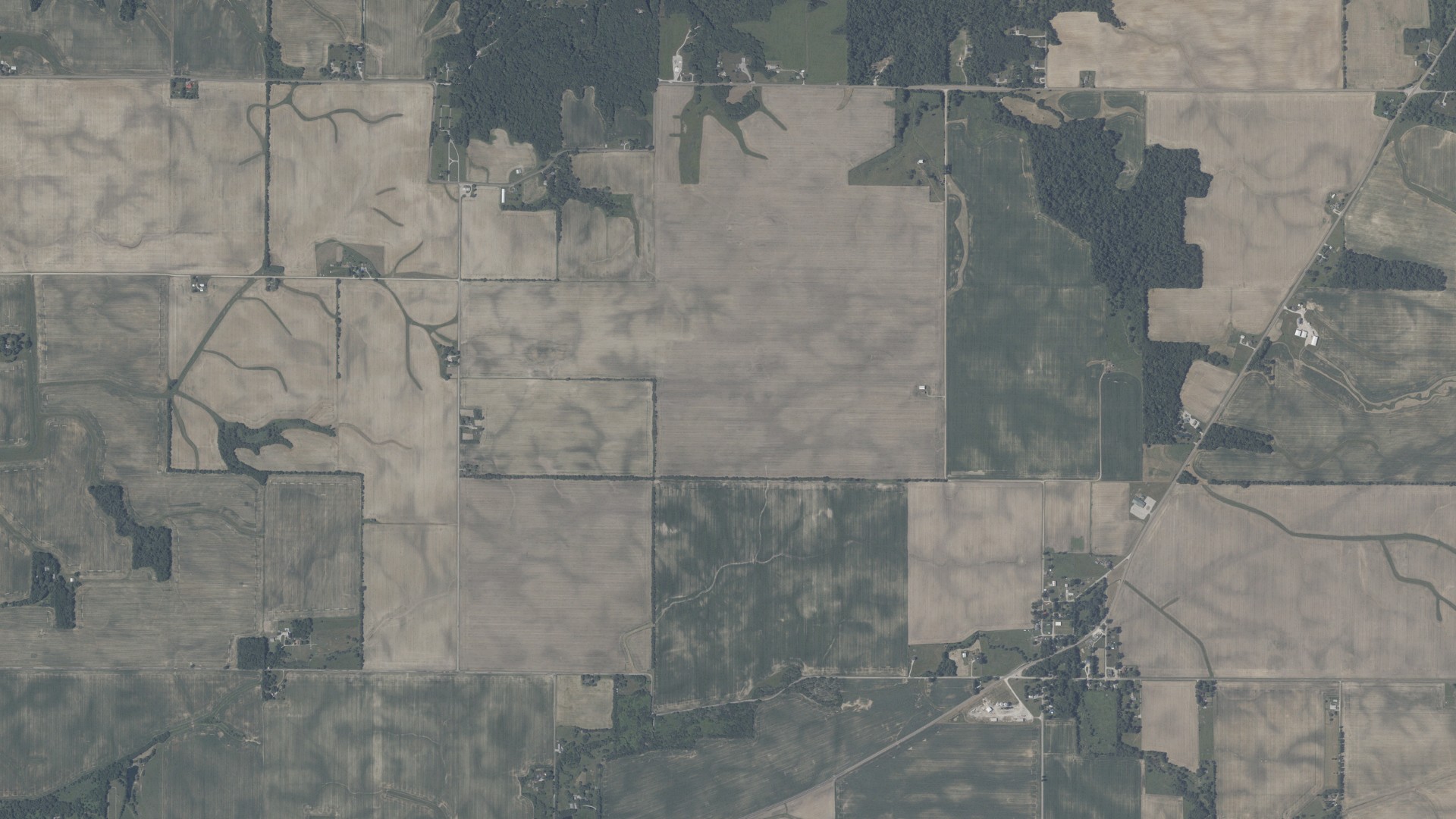 Aerial view of land around Brown, Indiana