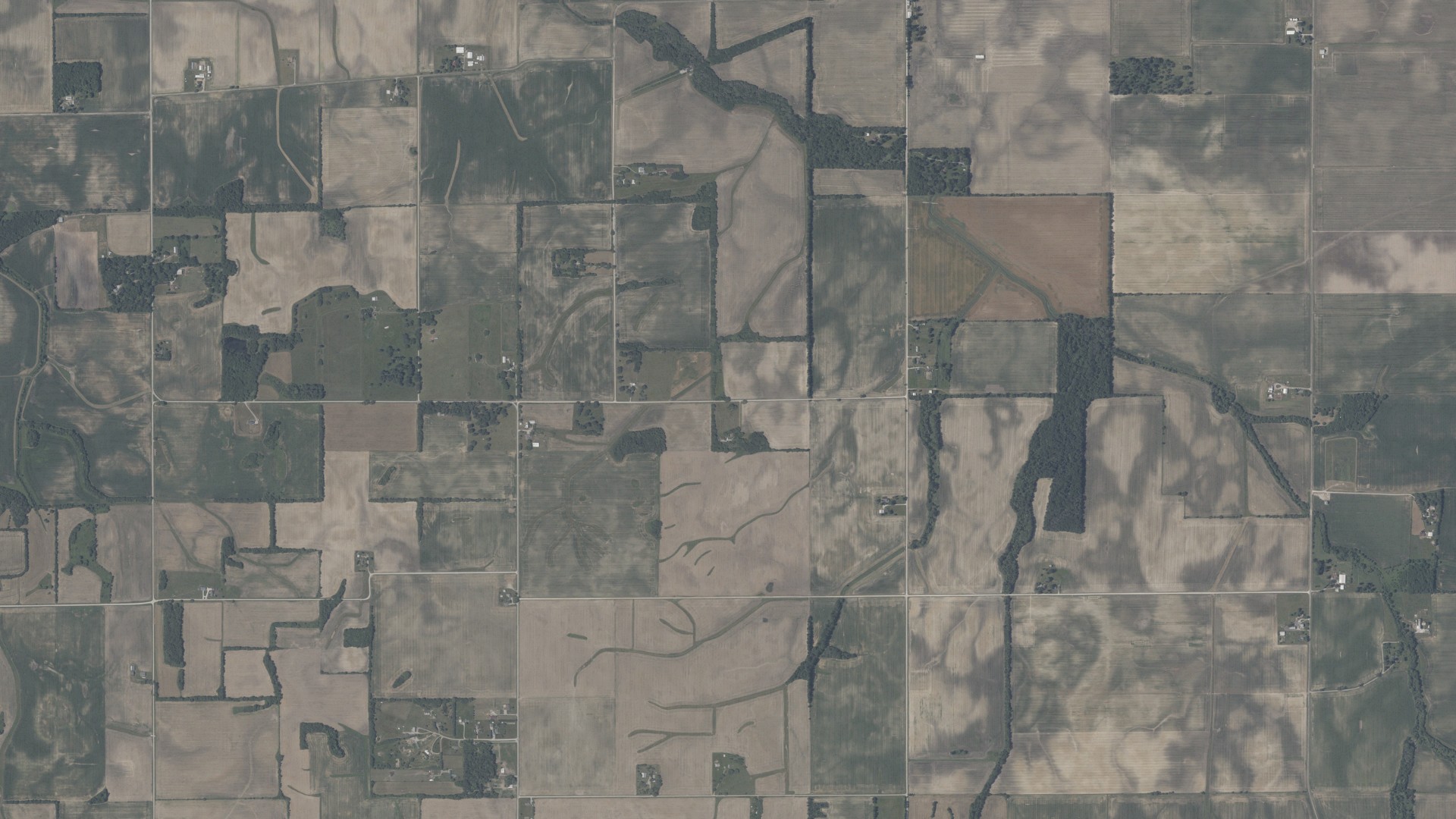 Aerial view of land around Coal Creek, Indiana