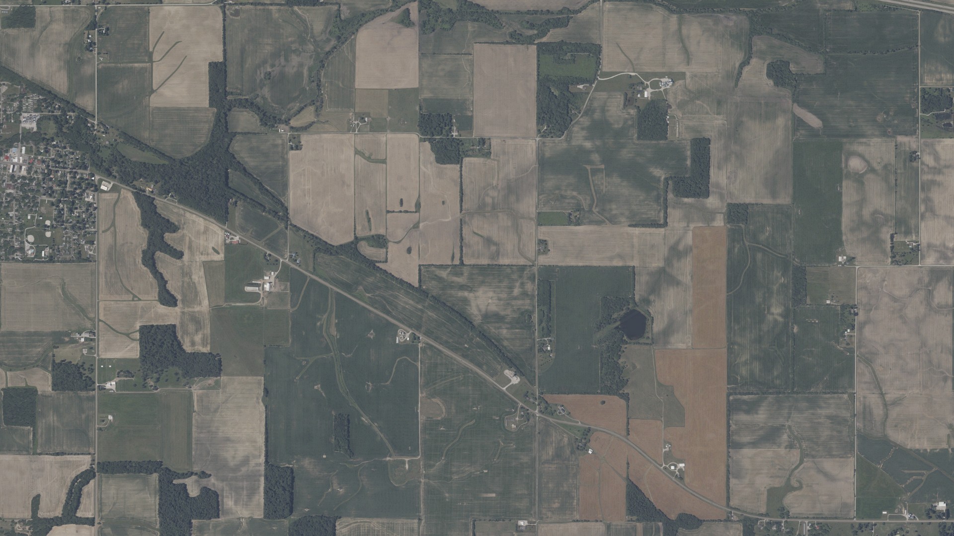 Aerial view of land around Wayne, Indiana