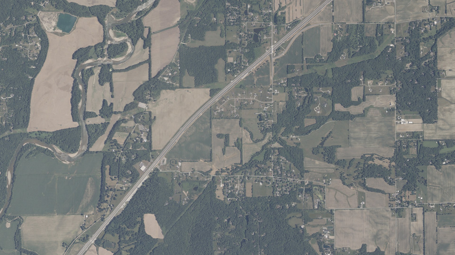 Aerial view of land around Harrison, Indiana