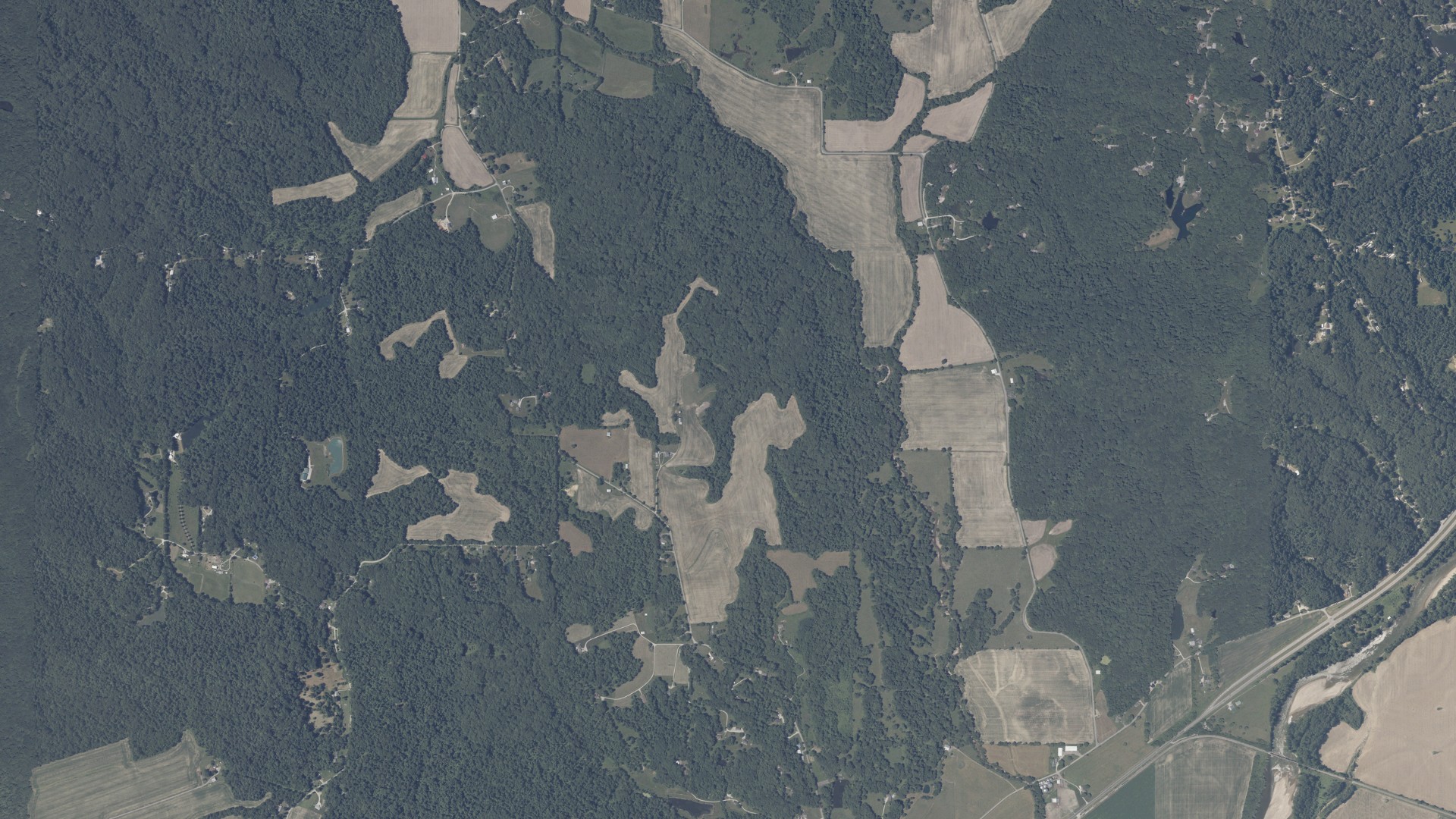 Aerial view of land around Jefferson, Indiana