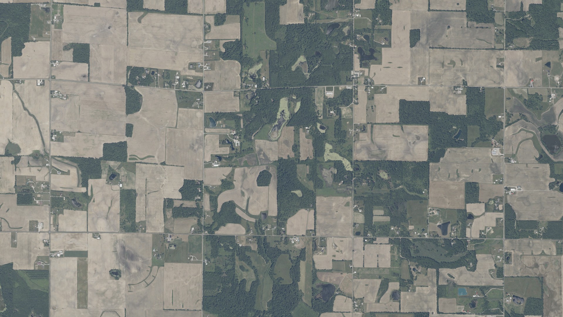 Aerial view of land around Green, Indiana