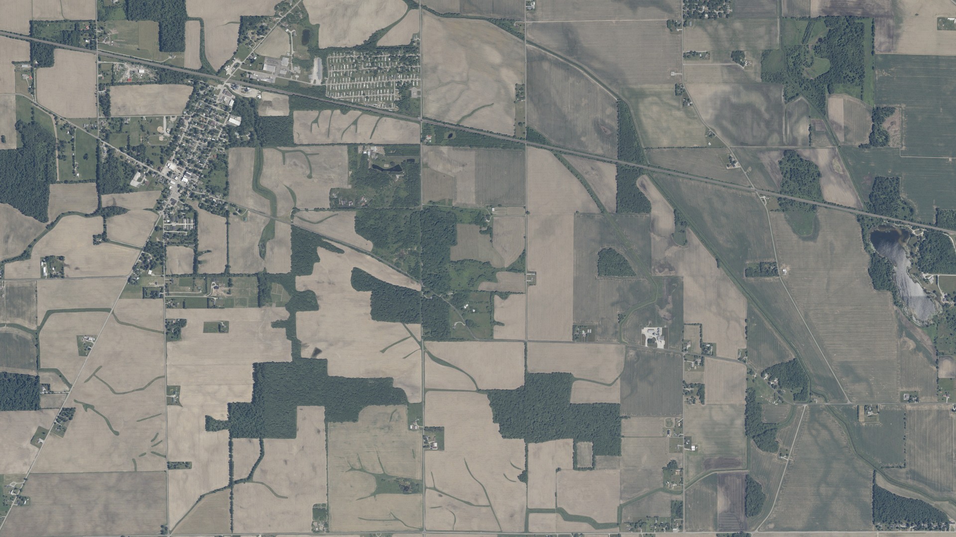 Aerial view of land around Sparta, Indiana