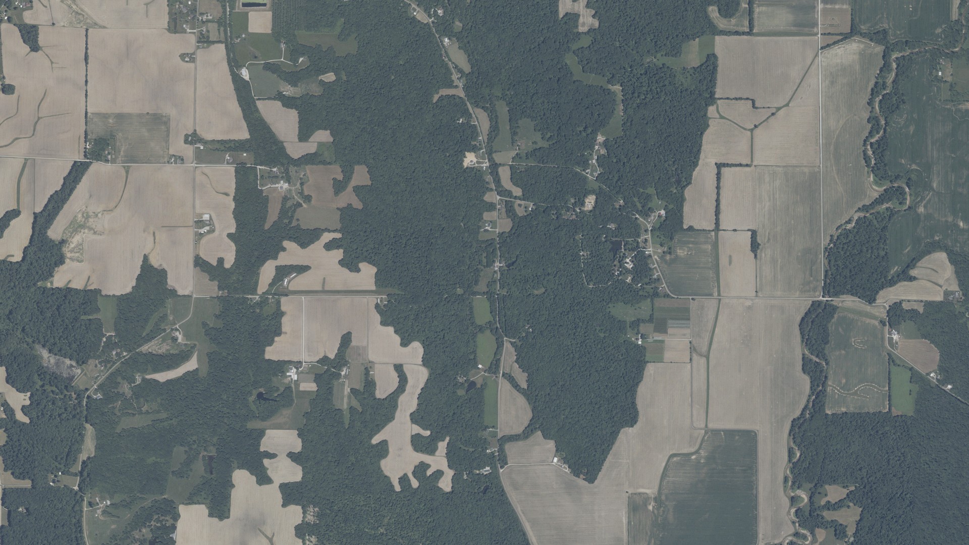 Natural-color aerial photograph of land around Adams, Indiana