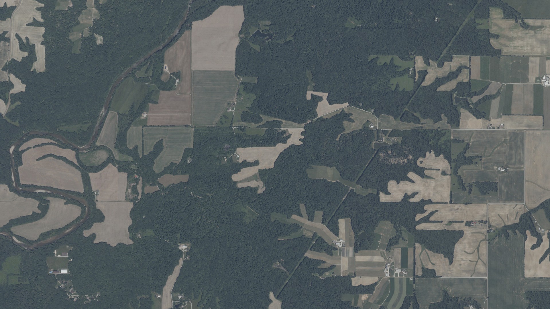 Aerial view of land around Howard, Indiana