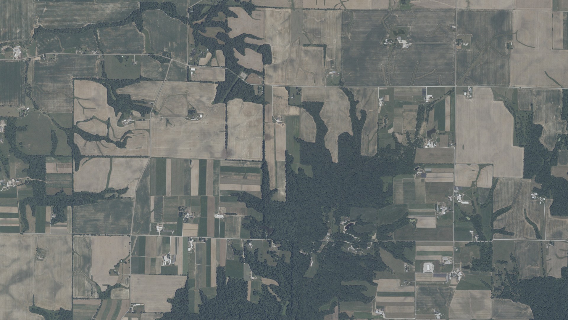 Aerial view of land around Washington, Indiana