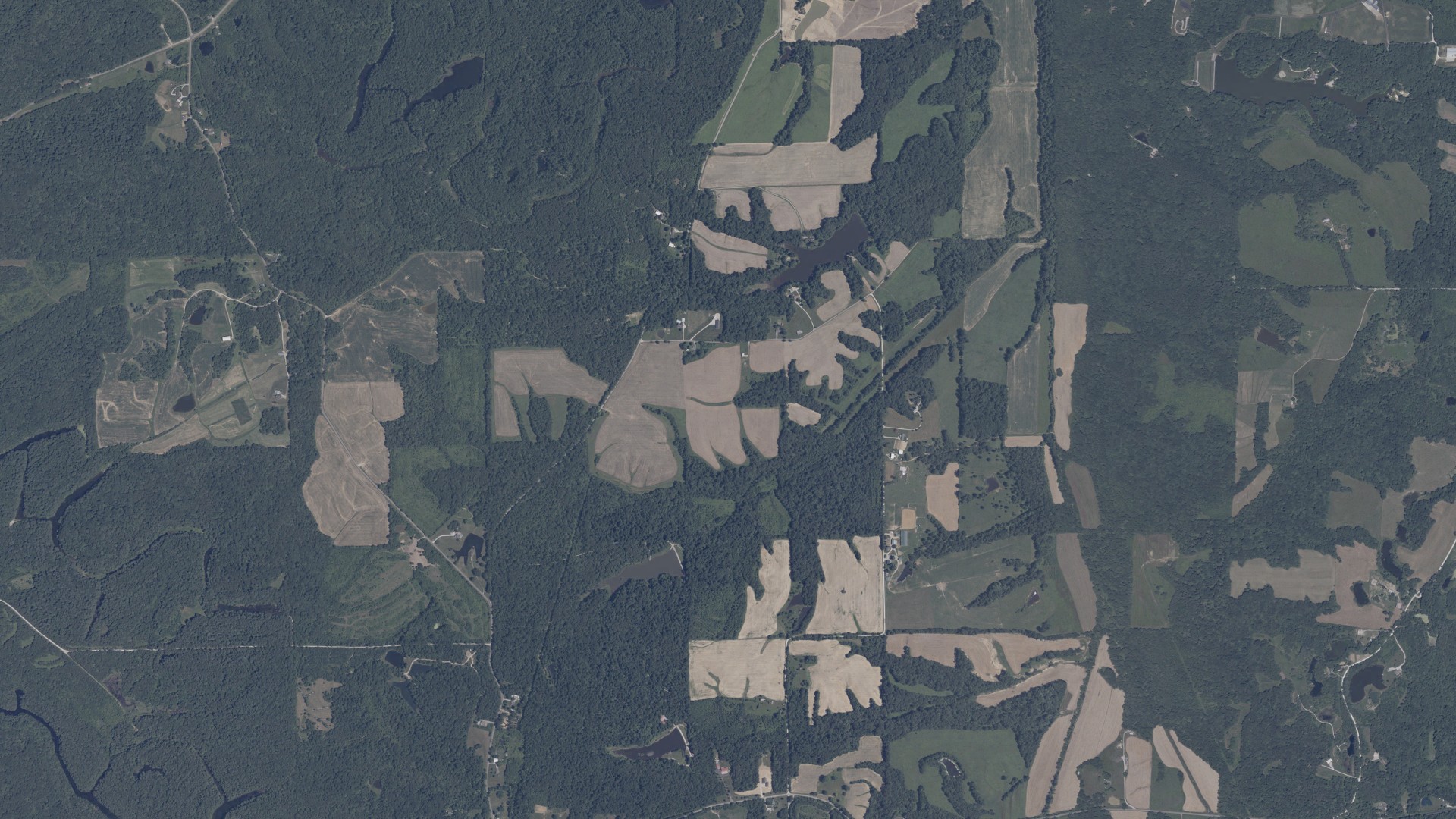 Aerial view of land around Lockhart, Indiana