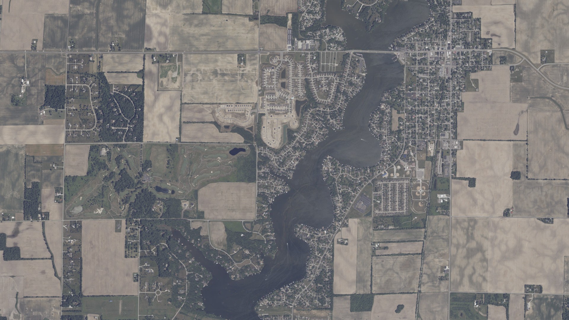 Aerial view of land around Cicero, Indiana