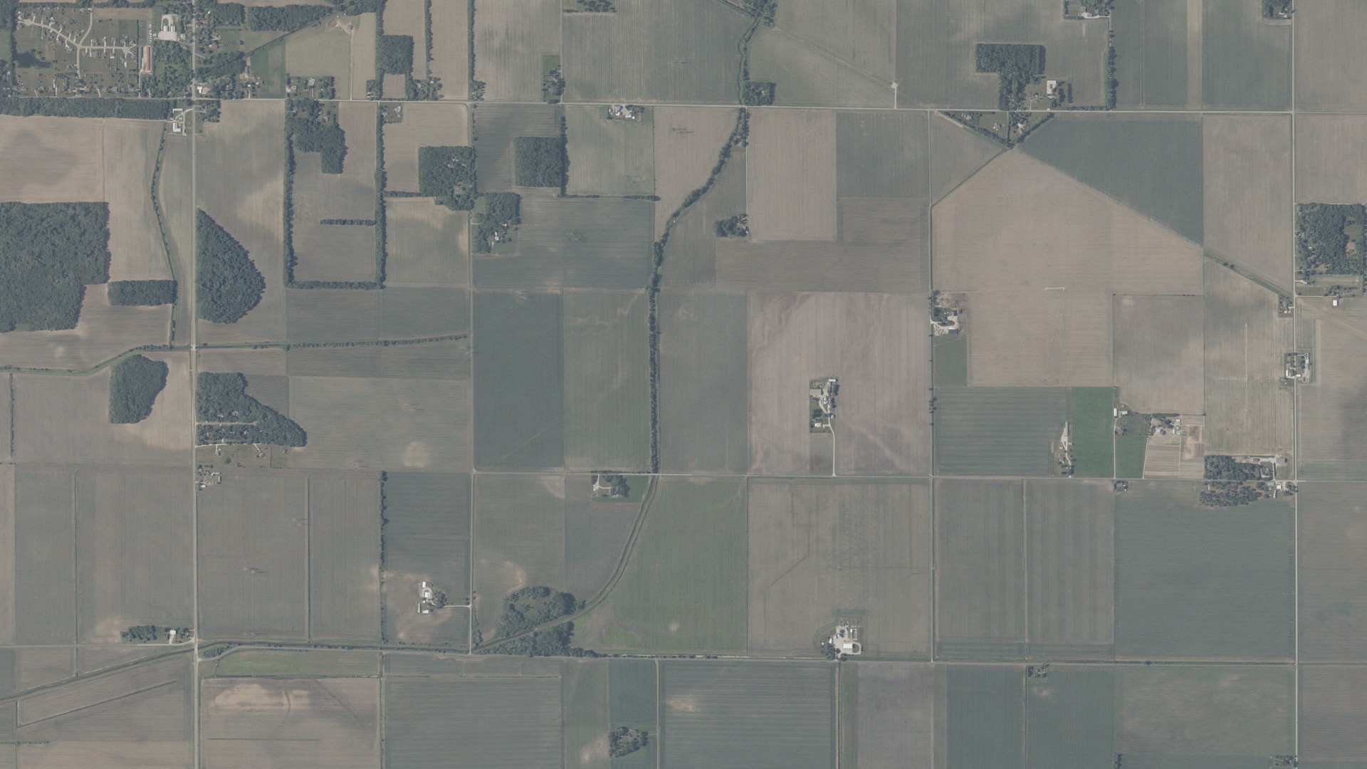 Aerial view of land around Pleasant, Indiana