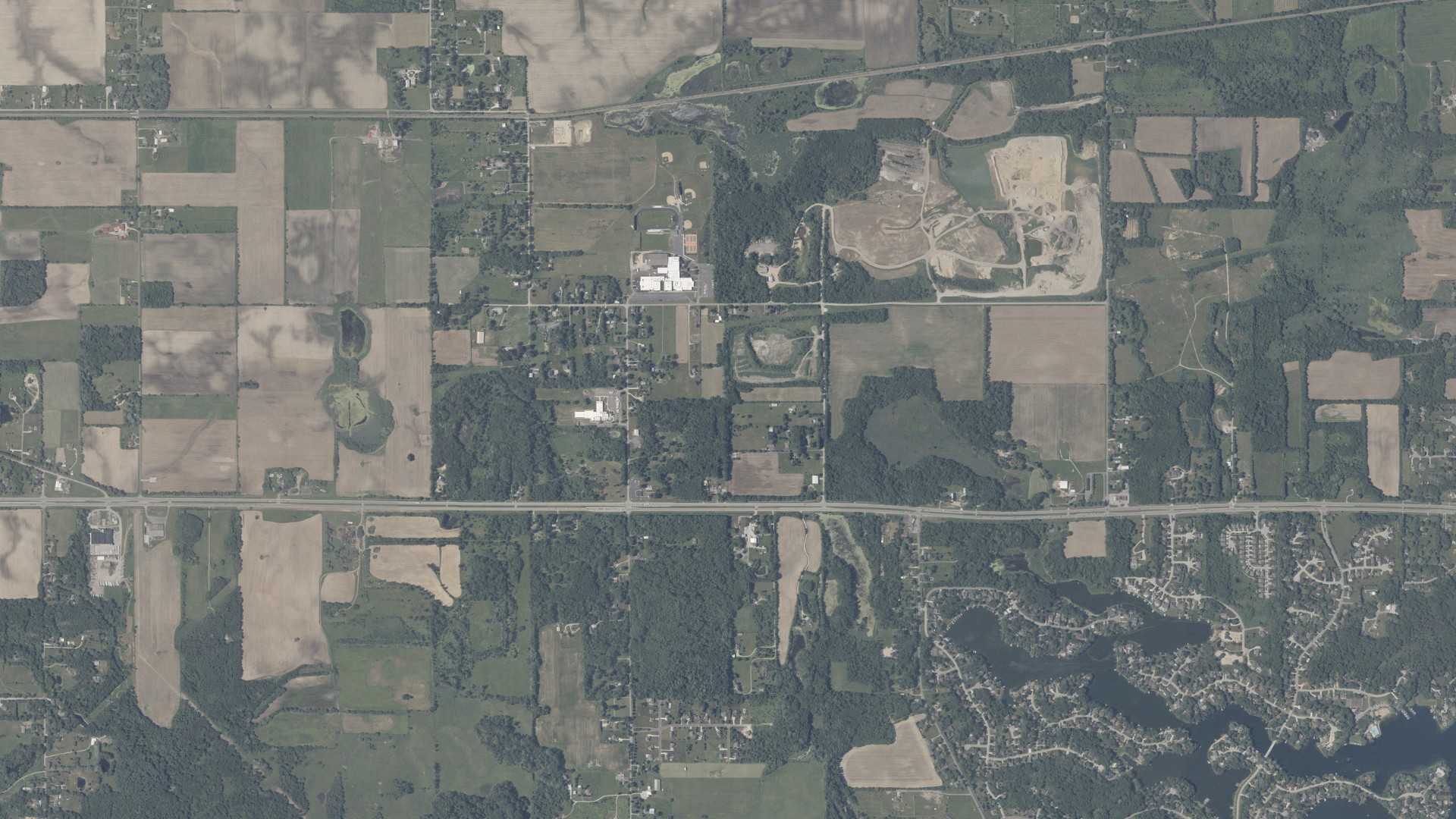 Aerial view of land around Union, Indiana