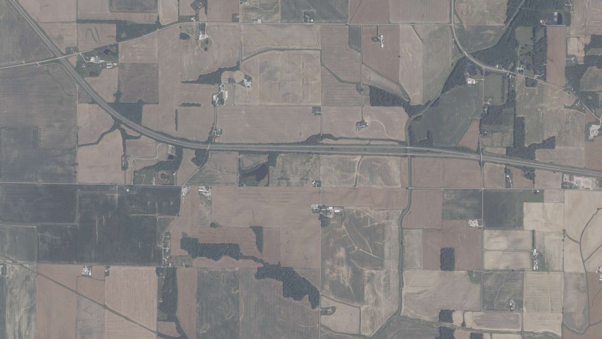 Aerial view of land around Smith, Indiana