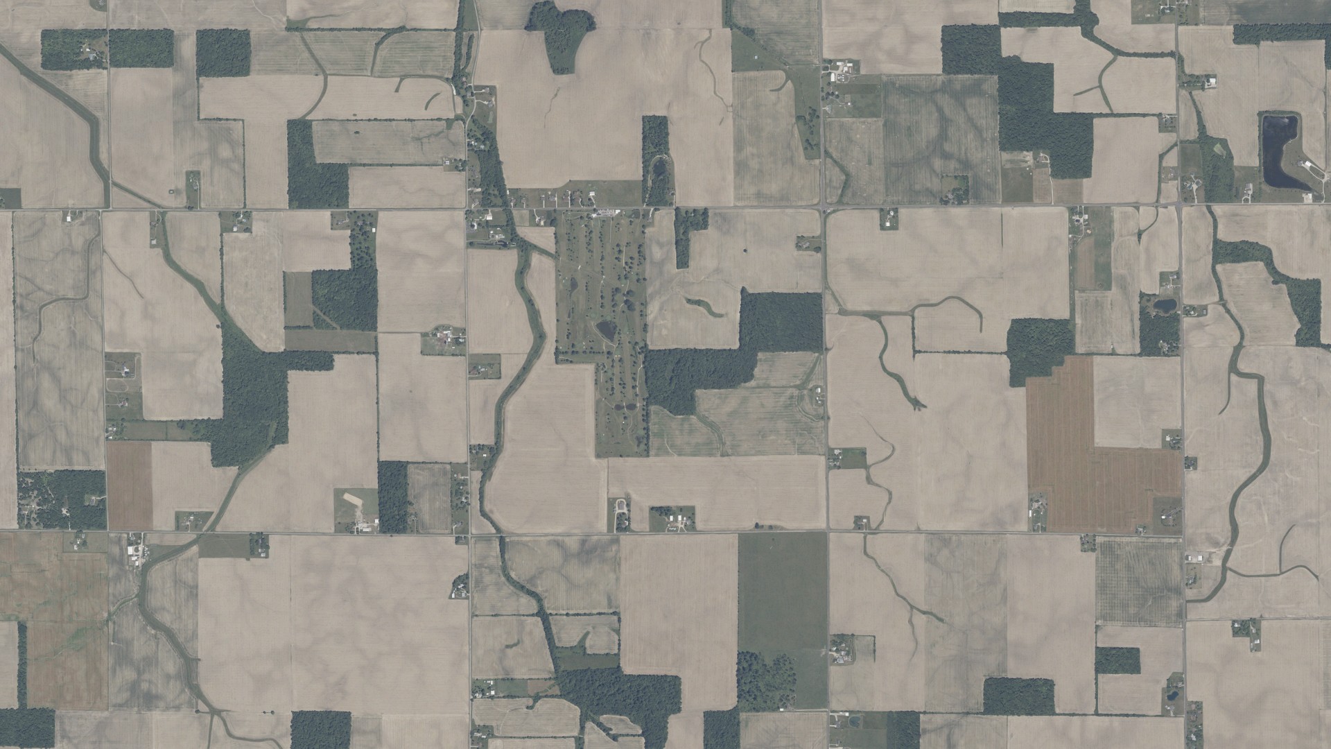 Aerial view of land around Monroe, Indiana