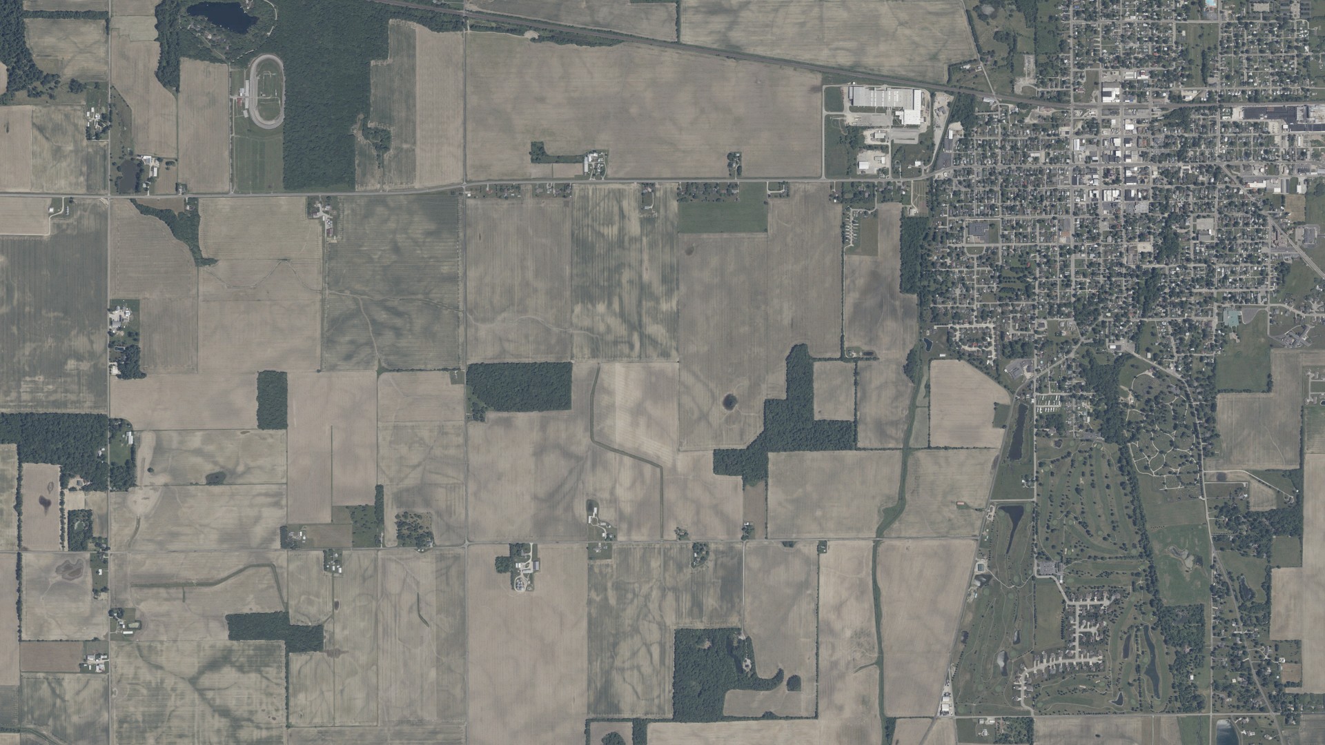 Aerial view of land around White River, Indiana
