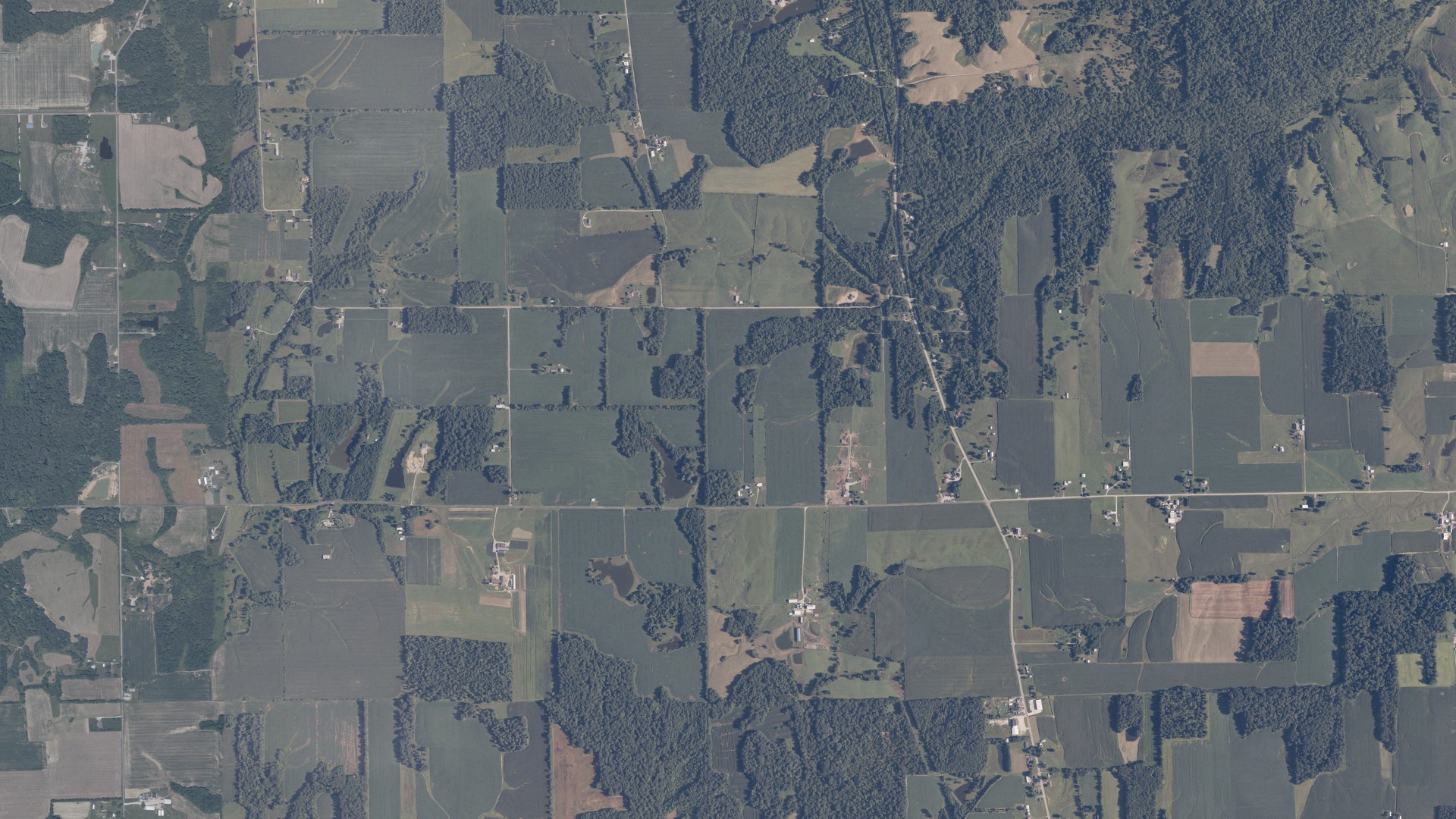Aerial view of land around Brown, Indiana