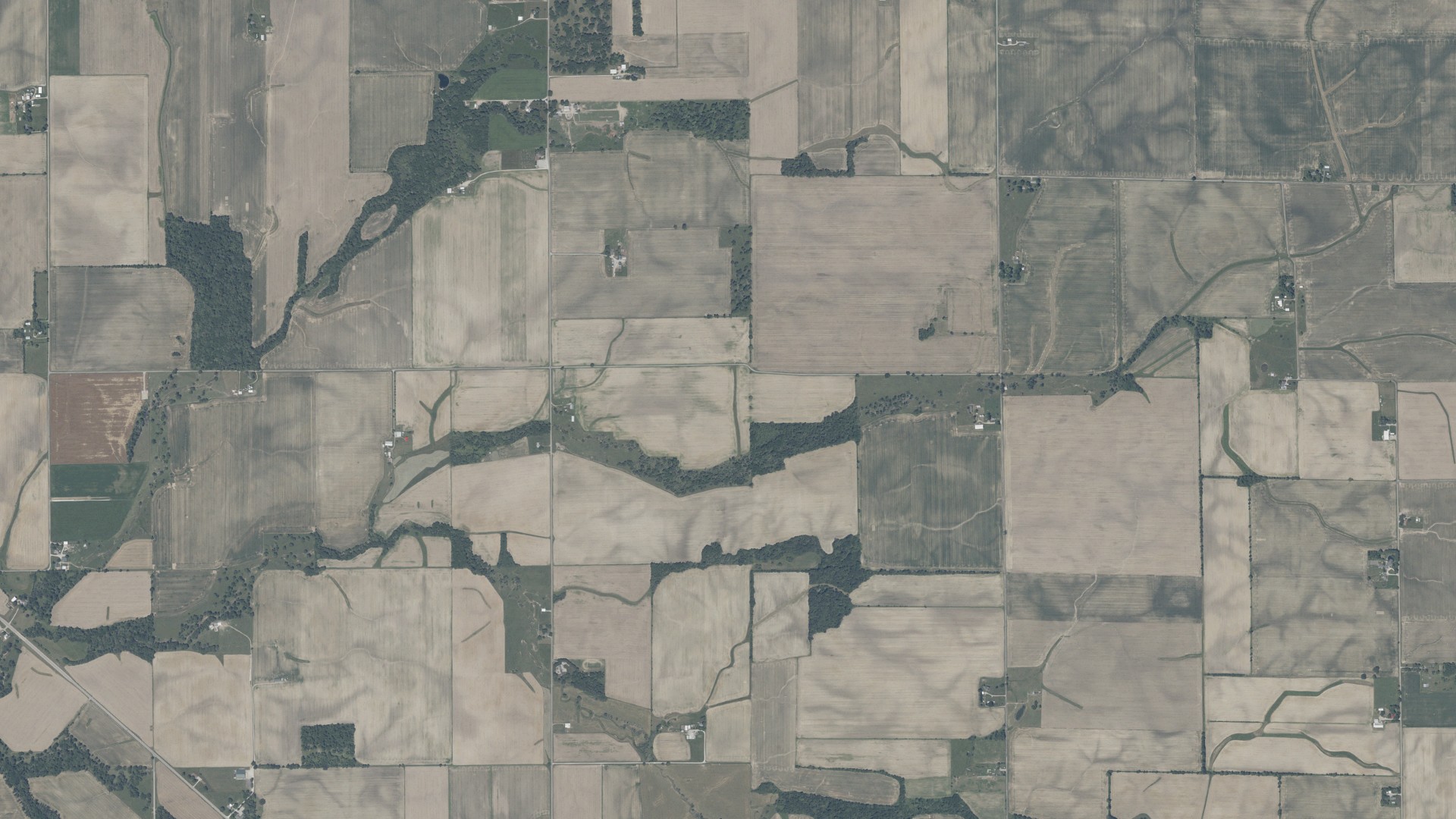 Aerial view of land around Noble, Indiana