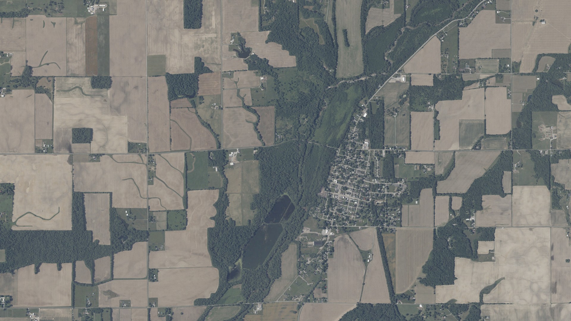 Aerial view of land around Ripley, Indiana