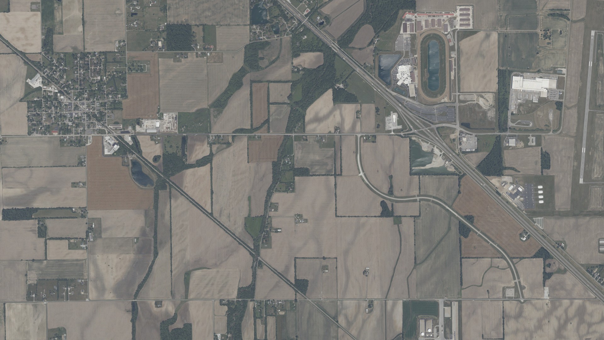 Aerial view of land around Brandywine, Indiana
