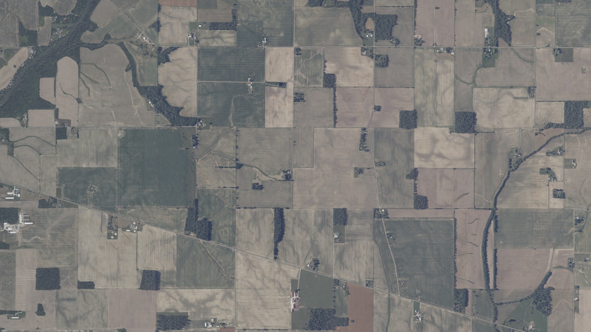 Aerial view of land around Noble, Indiana