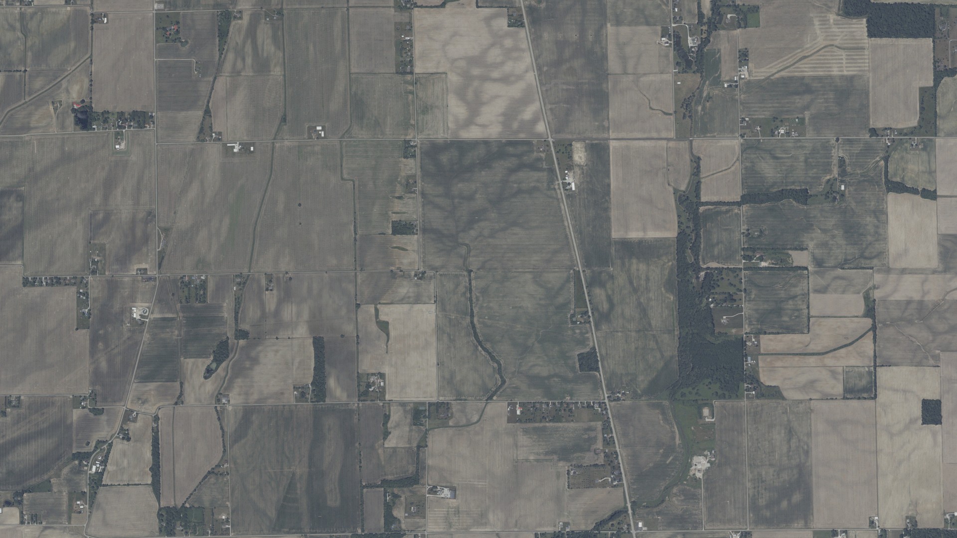 Aerial view of land around Shelby, Indiana