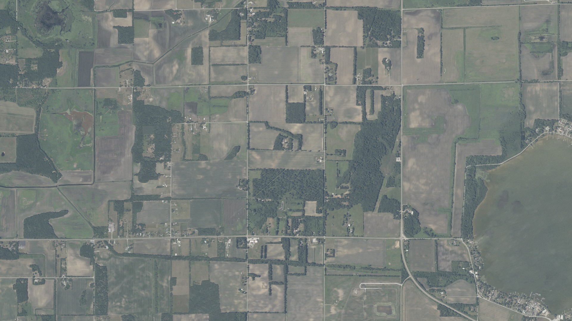 Aerial view of land around California, Indiana