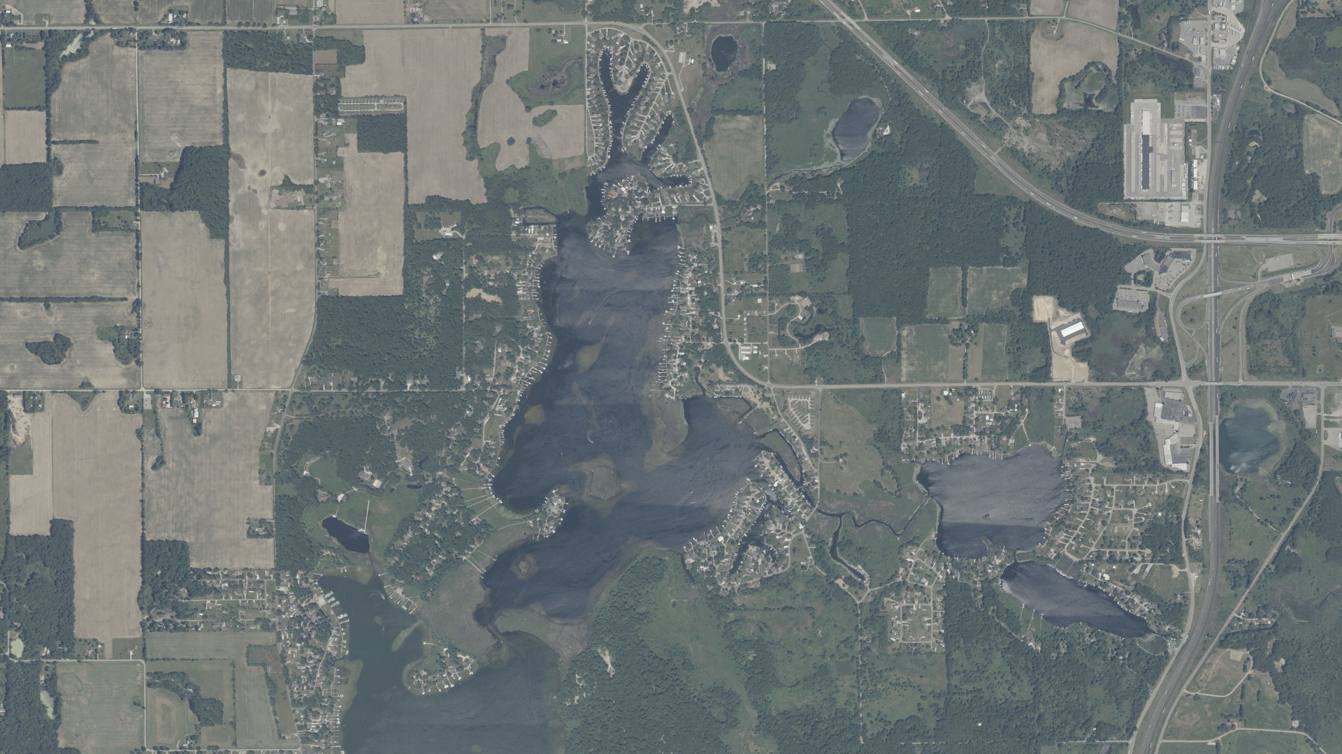 Aerial view of land around Jamestown, Indiana