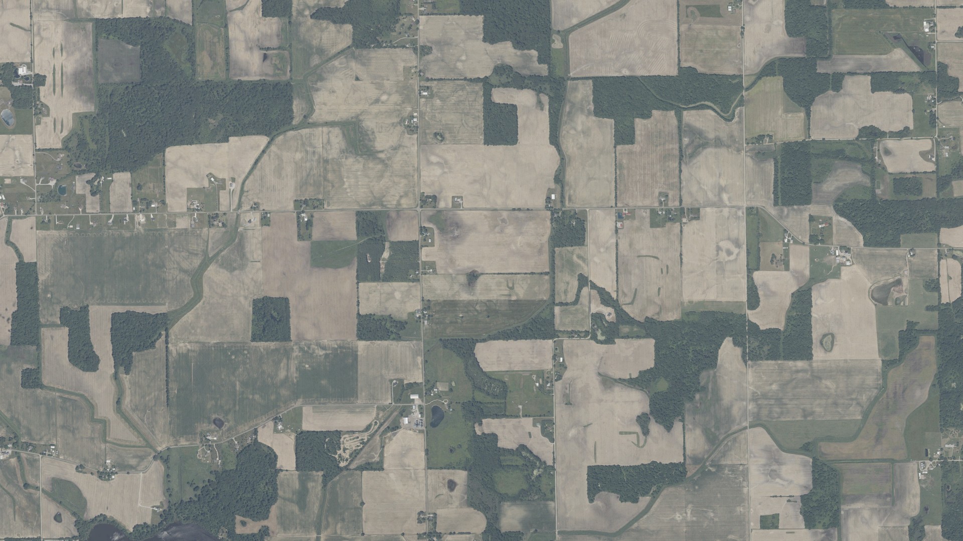 Aerial view of land around Scott, Indiana