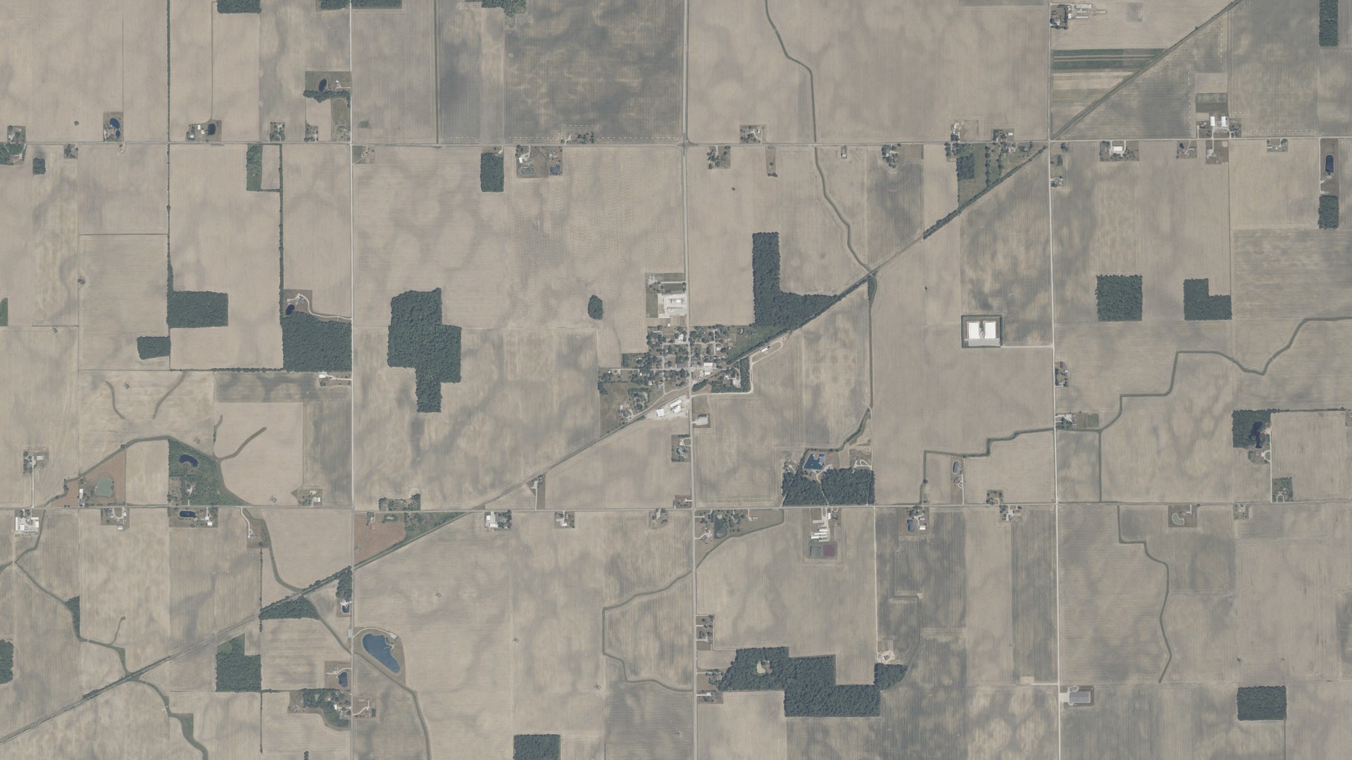 Natural-color aerial photograph of land around Craigville, Indiana