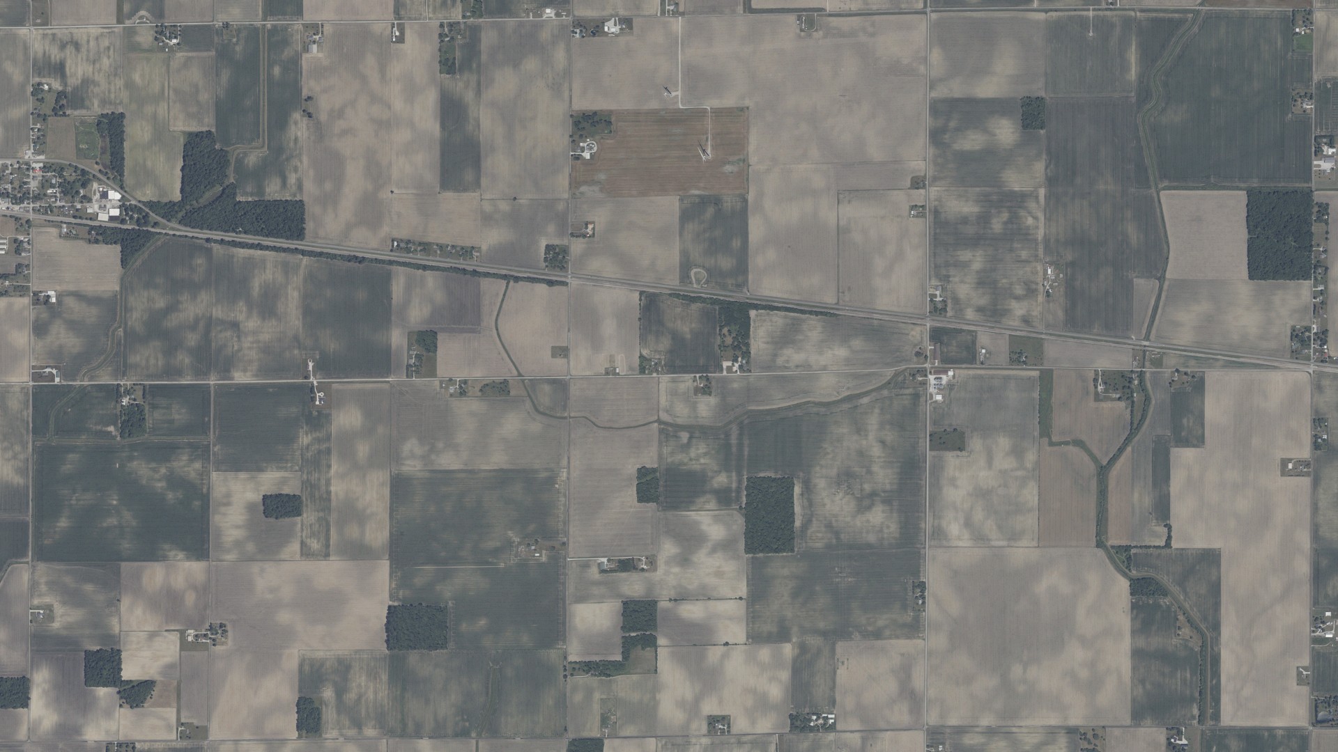 Aerial view of land around Madison, Indiana