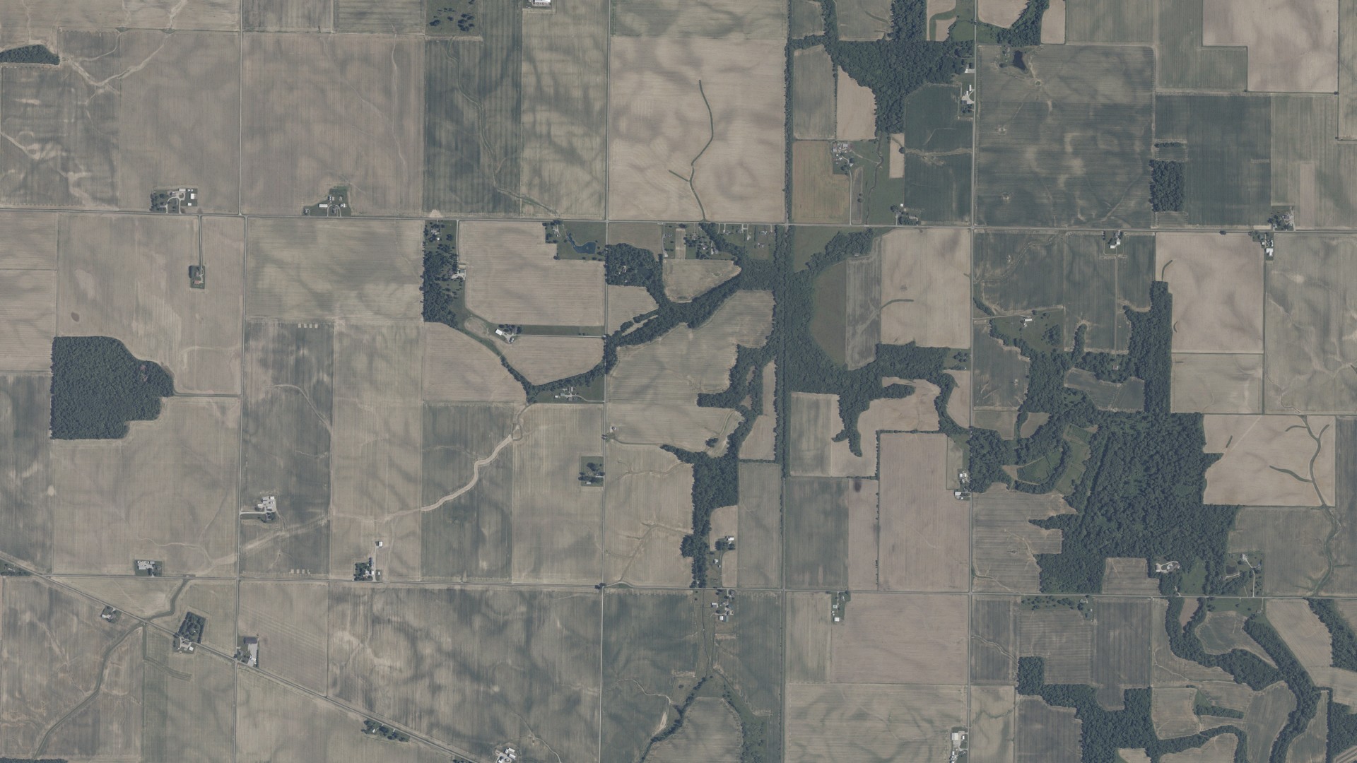 Aerial view of land around Union, Indiana