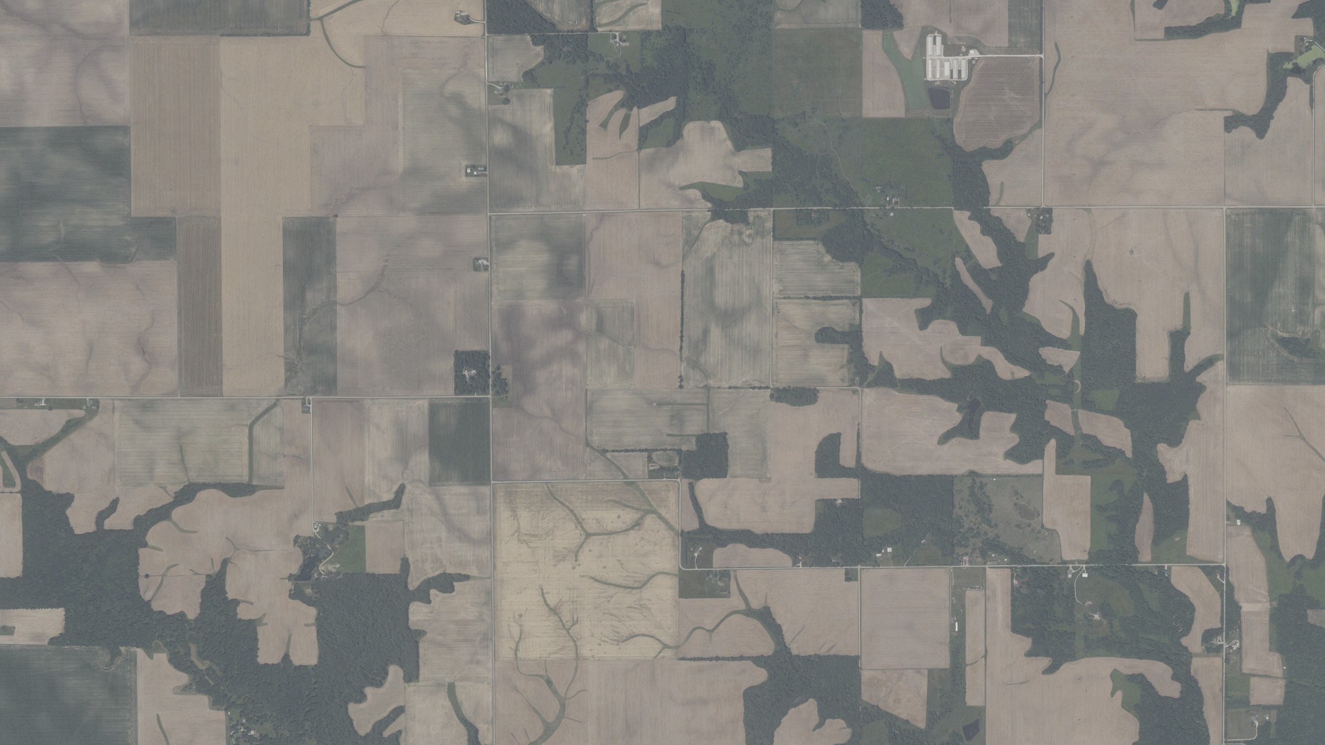 Aerial view of land around Helt, Indiana